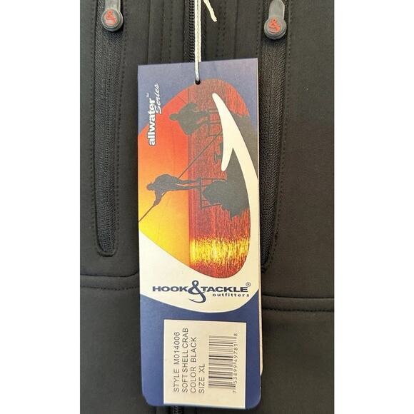 Hook And Tackle Softshell Crab Jacket Mens XL Technical Fishing Gear Black NWT - Picture 4 of 4